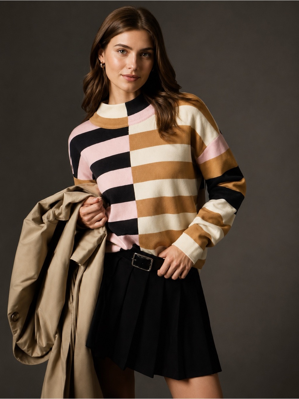 New with Tag! Maeve Anthropologie Striped Colorblock Crewneck Sweater sz L